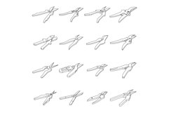Secateurs icons set vector outline Product Image 1