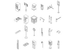 Paid parking icons set vector outline Product Image 1