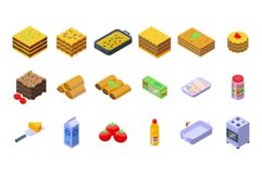 Lasagna icons set isometric vector. Cannelloni cuisine Product Image 1