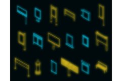 Outdoor advertising icons set vector neon Product Image 1