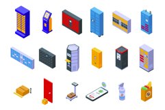 Self-service parcel delivery icons set isometric vector. Product Image 1
