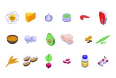 Zinc icons set isometric vector. Mineral supplement Product Image 1