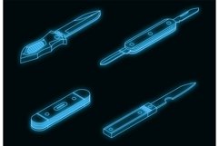 Penknife icons set vector neon Product Image 1