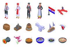 Croatia icons set isometric vector. Split zagreb Product Image 1