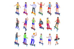Flyboard icons set isometric vector. Activity adventure Product Image 1