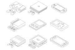 Console icons set vector outline Product Image 1