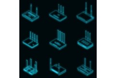 Router icons set vector neon Product Image 1