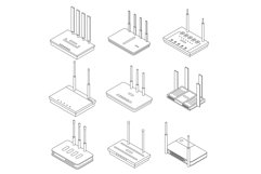 Router icons set vector outline Product Image 1