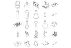Chemical laboratory experiment icons set vector outline Product Image 1