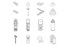 Shaving foam icons set vector outine Product Image 1