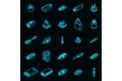 Adapter icons set vector neon Product Image 1
