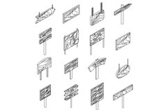 Signpost icon set vector outine Product Image 1