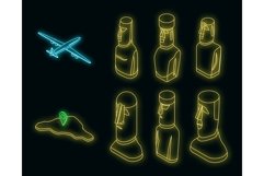 Easter Island icons set vector neon Product Image 1