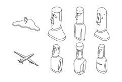 Easter Island icons set vector outine Product Image 1