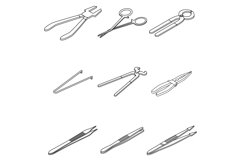 Forceps icons set vector outine Product Image 1