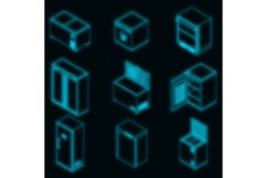 Freezer icon set vector neon Product Image 1