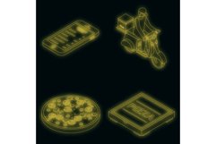 Pizza delivery icons set vector neon Product Image 1