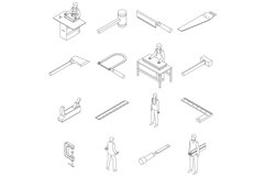 Carpenter icons set vector outline Product Image 1