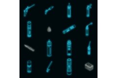 Polyurethane foam icons set vector neon Product Image 1