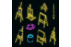Easel icons set vector neon Product Image 1