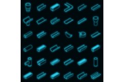 Gutter icons set vector neon Product Image 1
