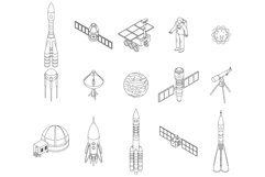 Space research technology icons set vector outline Product Image 1