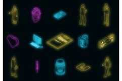 Cardiologist icons set vector neon Product Image 1