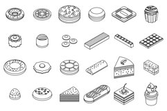 Confectionery icons set vector outine Product Image 1