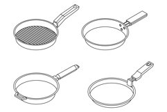 Griddle pan icon set vector outine Product Image 1