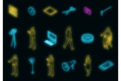 Clip maker icons set vector neon Product Image 1