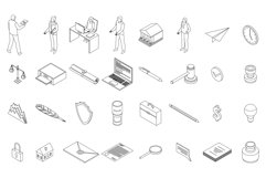 Notary icons set vector outline Product Image 1