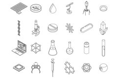 Nanotechnology icons set vector outline Product Image 1