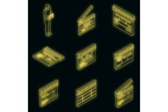 Clapper icons set vector neon Product Image 1