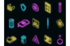 Biohazard icons set vector neon Product Image 1