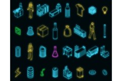 Recycle factory icons set vector neon Product Image 1