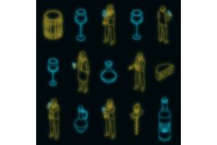 Sommelier icons set vector neon Product Image 1