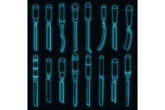 Chisel icons set vector neon Product Image 1