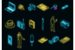 Reporter icons set vector neon Product Image 1