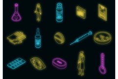 Measles icons set vector neon Product Image 1