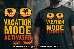 Vacation Mode Activated PNG Tropical Sunset Beach Design