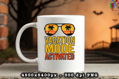 Vacation Mode Activated PNG Tropical Sunset Beach Design