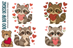 Valentines' Day Racoon Clipart Product Image 1
