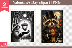 Valentines day clipart Romantic Raccoon Valentine Postage Product Image 1