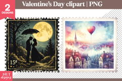 Valentines day clipart Romantic Postage Stamp Clipart PNG Product Image 1