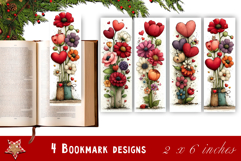 Watercolour Valentine Day, heart Bookmarks Sublimation Product Image 1