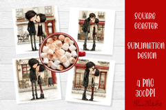 Valentines Day square coasters |love funny sublimation Product Image 1