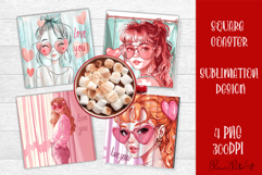 Cute girl valentines Coaster Design, heart Coaster Product Image 1