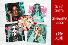 Cute girl valentines Coaster Design, heart Coaster Product Image 1