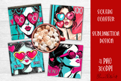 Cute girl valentines Coaster Design, heart Coaster Product Image 1