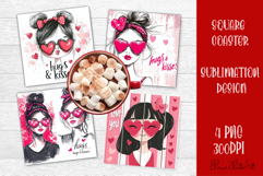 Cute girl valentines Coaster Design, heart Coaster Product Image 1